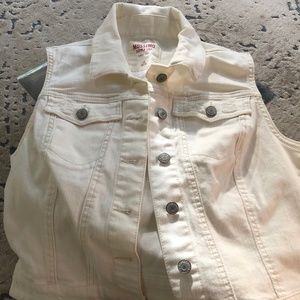 white jean jacket vest